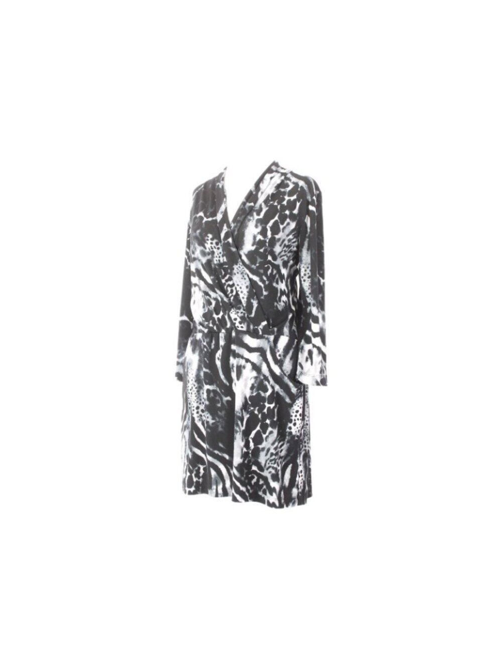 Chicos Dress Sz 1 Black White Animal Print Pockets Polyester Spandex Dress - Picture 3 of 11
